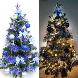 【摩達客】耶誕-3尺/3呎-90cm幸福一般型裝飾綠聖誕樹(含藍銀色系配件/含100燈鎢絲樹燈串/本島免運費)