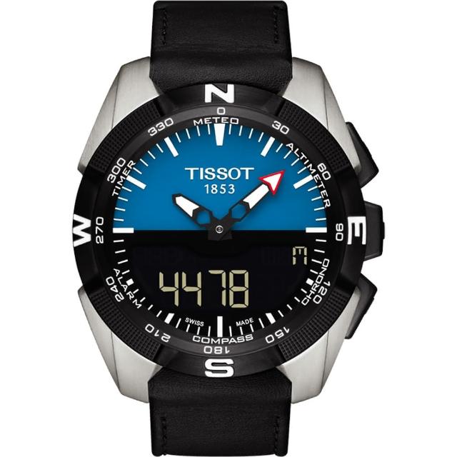 【TISSOT】T-TOUCH鈦 太陽能觸控錶-藍/45mm(T0914204604100)