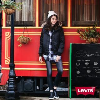 【Levis】女款經典純黑素面連帽外套