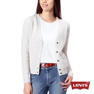 【Levis】女款白色鈕扣針織毛衣外套