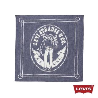 【Levis】男款印花淺藍領巾方巾