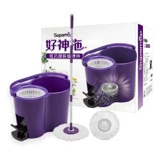 【好神拖】輕巧腳踩旋轉拖把組(1拖+1桶+2布)