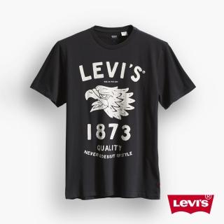 【Levis】男款黑色率性老鷹印花短袖T恤