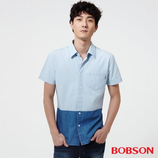 【BOBSON】男款雙配色襯衫(藍25043-58)