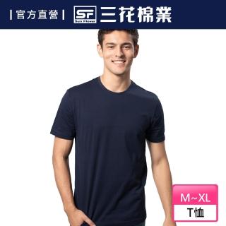 【SunFlower三花】三花彩色圓領衫.男內衣.短袖衫(深藍)