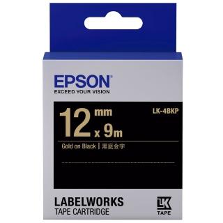 【EPSON】標籤帶 黑底金字/12mm(LK-4BKP)