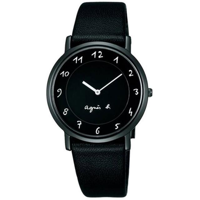 【agnes b.】簡約手繪刻度 時尚皮帶腕錶-黑(BG4002P1/7N00-0BC0D)熱門推薦