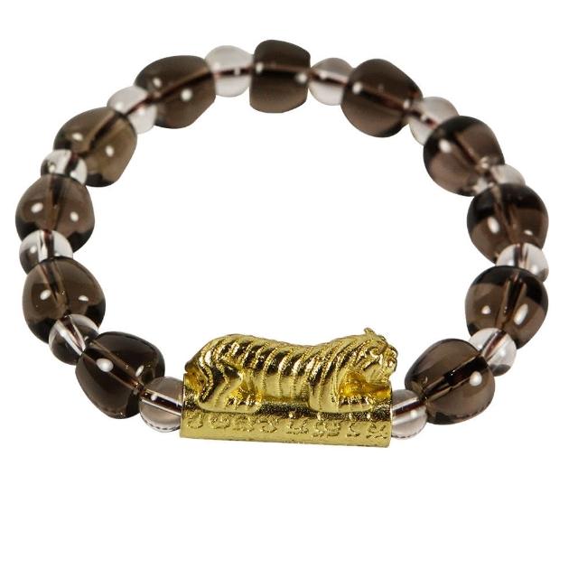 【A1寶石】蘋果茶晶+白水晶-好運賺不停限定款-咬錢虎手鍊(含開光加持) 【A1寶石】蘋果茶晶+白水晶-好運賺不停限定款-咬錢虎手鍊(含開光加持)