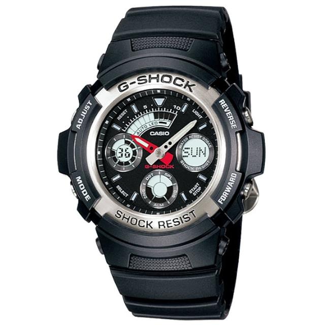 使用【CASIO】卡西歐G-SHOCK 雙顯鬧鈴電子錶-黑(AW-590-1A)心得