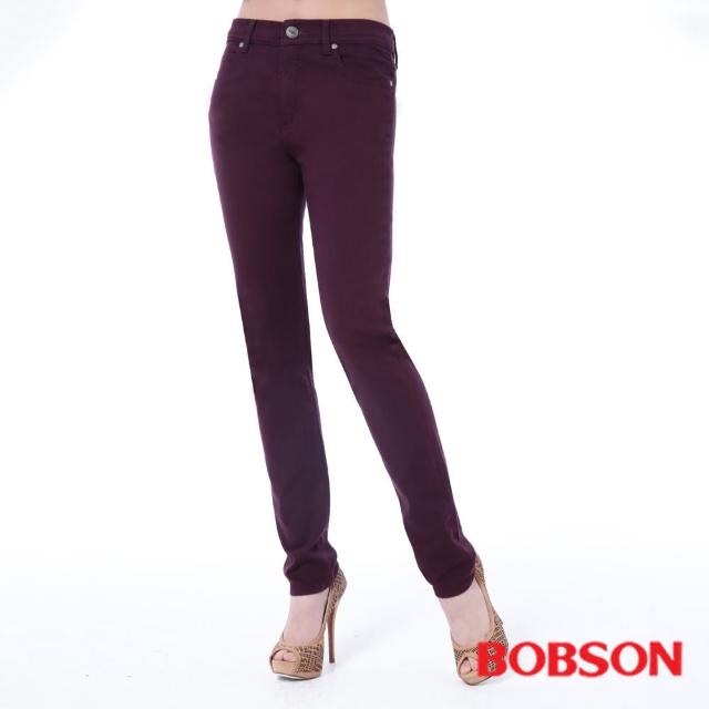 【BOBSON】女款高腰膠原蛋白拉毛小直筒褲(紫8140-61)熱銷產品