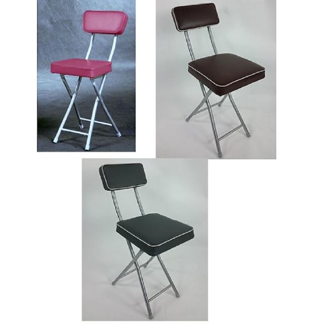 【BROTHER 兄弟牌】丹寧方型厚墊有背折疊椅灰色及桃紅色-1入(兄弟牌折疊椅)