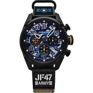 【elegantsis】Army 戰地迷彩三眼計時套錶-藍x黑/48mm(ELJF47-6U02MA)
