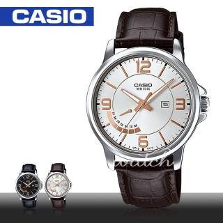 【CASIO 卡西歐】簡單時尚_個性皮革指針型男錶(MTP-E124L)