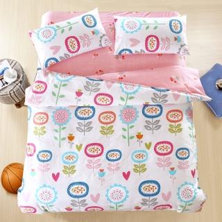 【BELLE VIE】花意盎然(精梳棉雙人加大床包兩用被五件組)