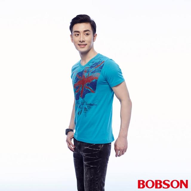 【BOBSON】男款印圖T恤(藍24039-59)分享文