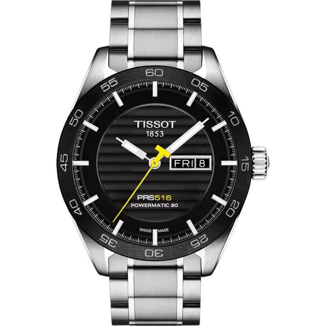 【TISSOT】PRS516 系列時尚機械腕錶-黑/42mm(T1004301105100)