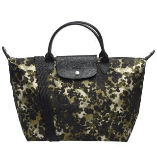 【LONGCHAMP】Le Pliage Fantaisie系列迷彩印花短把側背/手提水餃包(中-卡其綠1515627-292)