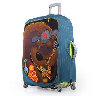 【PUSH! 旅遊用品】俄羅斯娃娃熊行李箱拉桿箱彈力保護套防塵套拖運套 24寸(24寸)