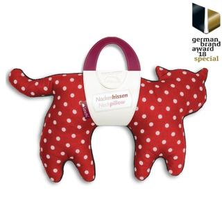 【德國萊思綺Leschi】旅行枕頭/辦公室/教室午休枕頭(貓造型 -紅底白點)