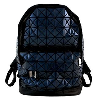 【ISSEY MIYAKE 三宅一生】BAOBAO鏡面方格拼接皮後背包(深藍)