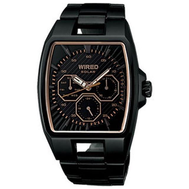【ALBA】WIRED 日雜時尚腕錶V14J-0BA0SD-玫塊金/IP黑/37x38mm(V14J-0BA0SD)限量出清