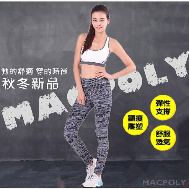 【Macpoly】合身立体剪裁印花瑜珈褲/運動褲(九分褲 內搭褲 路跑 健走)網友推薦