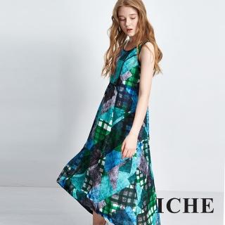 【ICHE 衣哲】滿版印花背心長版洋裝