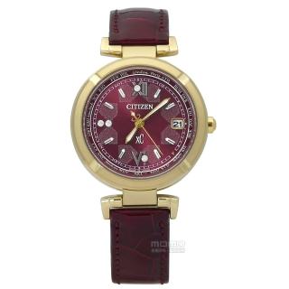 【CITIZEN 星辰】XC 流露靜謐限量電波光動能鱷魚皮手錶 紫x金框 28mm(EC1117-02W)