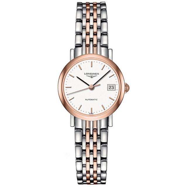 【LONGINES】浪琴 Elegant 優雅系列機械女錶-銀x雙色/25.5mm(L43095127)