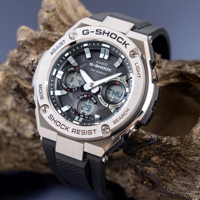 【G-SHOCK】強悍太陽能雙顯運動錶-黑x銀(GST-S110-1ADR)