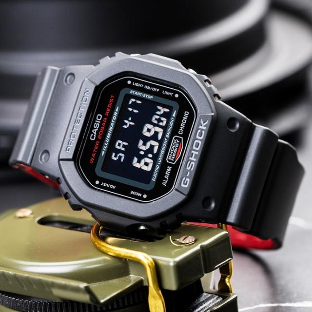 【G-SHOCK】絕對強悍時尚潮流運動錶-黑紅(DW-5600HR-1DR)分享文