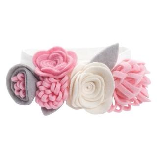 【美國 Elegant Baby】不織布大花圈彈性髮帶 - 奶油桃粉三色(9645)