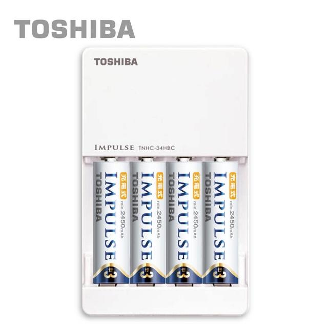 【日本製TOSHIBA】IMPULSE高容量低自放電充電組(2450mAh 3號4入+充電器)
