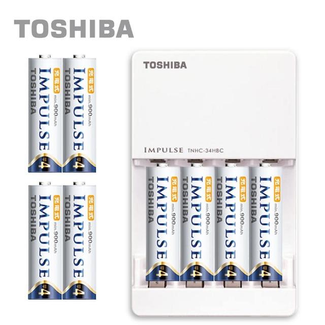【日本製TOSHIBA】IMPULSE高容量低自放電充電組(900mAh 4號8入+充電器)