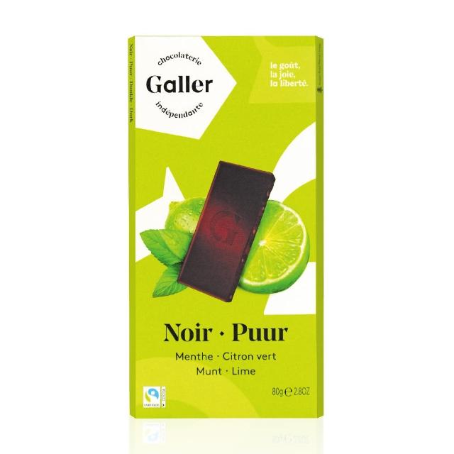 經典款式【Galler伽樂】70%萊姆薄荷醇黑巧克力(80g)