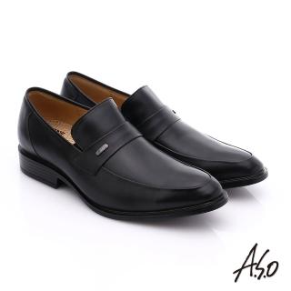 【A.S.O】挺力氣墊 小牛皮直套式奈米氣墊皮鞋(黑)