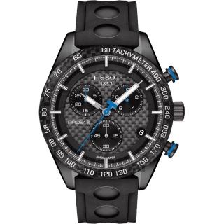 【TISSOT】天梭 PRS516 三眼計時腕錶-黑/42mm(T1004173720100)