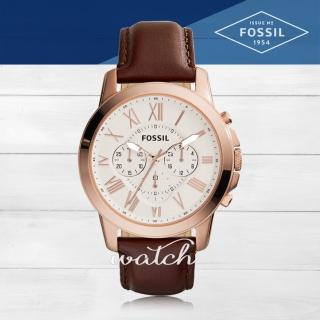 【FOSSIL】簡約時尚_皮革錶帶_三眼顯示_羅馬數字_強化玻璃_指針男錶(FS4991)
