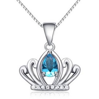 【米蘭精品】水晶項鍊流行銀飾品(典雅童話百搭皇冠母親節生日情人節禮物73v168)