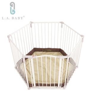 【L.A. Baby 加州貝比】遊戲圍欄/護欄 兒童圍欄/護欄 安全圍欄/護欄 寵物圍欄護欄(贈遊戲墊咖啡色)