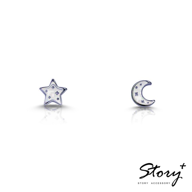 【STORY ACCESSORY】惡作劇之吻-點點星月 純銀耳環 【STORY ACCESSORY】惡作劇之吻-點點星月 純銀耳環