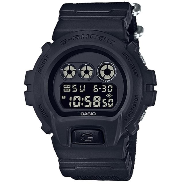 CASIO卡西歐G-SHOCK系列潮男必備軍事風格耐衝擊構造尼龍錶帶LED背光男錶DW-6900BBN