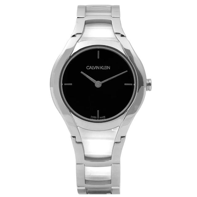 【Calvin Klein】Stately當代優雅精緻不鏽鋼手錶 黑色 32mm(K6R23121)