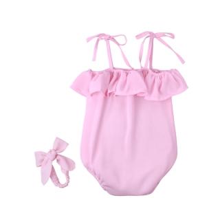【baby童衣】任選 俏皮可愛綁帶包屁衣 附髮帶 60202(淡粉)
