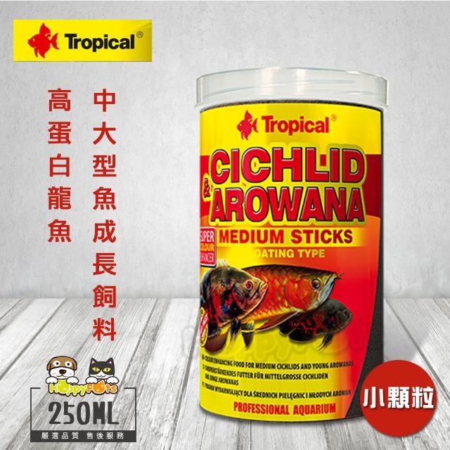 【Tropical】德比克 高蛋白龍魚、中大型魚成長飼料 小顆粒(250ml)