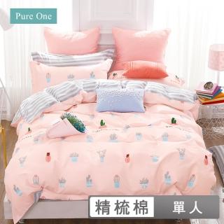 【Pure One】台灣製 100%精梳純棉 - 單人床包枕套兩件組 PureOne - 綜合賣場(買床包組送枕頭套)
