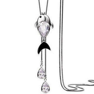 【米蘭精品】水晶毛衣鍊項鍊(可愛迷人年年有魚母親節情人節生日禮物3色73fv30)