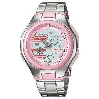 【CASIO】Poptone系列可愛甜心雙顯指針錶(LCF-10D-4A)