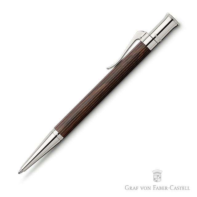 【GRAF VON FABER-CASTELL】鍍白金非洲烏木 原子筆(經典系列)