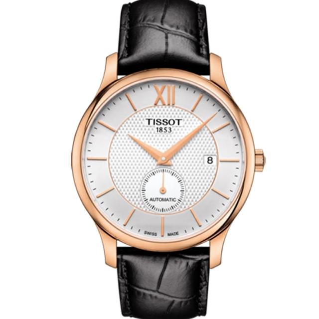 【TISSOT 天梭】TRADITION 38小時動力儲存時尚男性皮帶機械腕錶(40mm/T0634283603800)